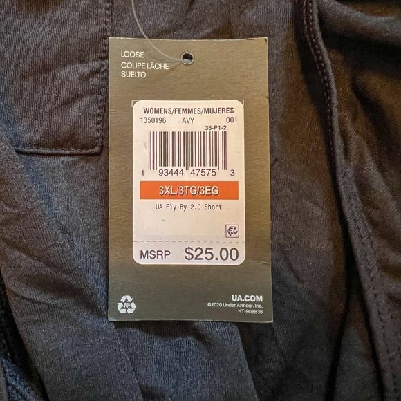 🏷️ NWT Under Armour Women's UA Fly by 2.0 Shorts Black Full Heather Size 3XL - Picture 6 of 8